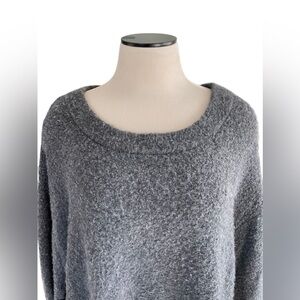 LOU & GREY Cozy Oversized Super Soft Crewneck Sweater Split Hem Charcoal Grey XL
